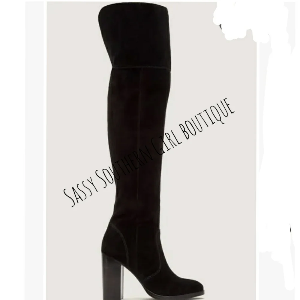 🆕⭐FRYE Over the Knee black suede leather boots